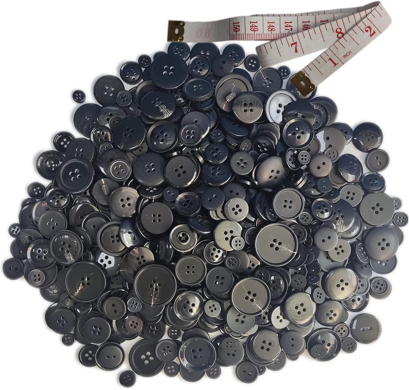 KOVOLALA 500-700 PCS Various Size Buttons for Crafts Various Shapes Color Sewing Craft Kids Handmade Button Painting DIY Ornament with 60" Long Soft Ruler - Image 2